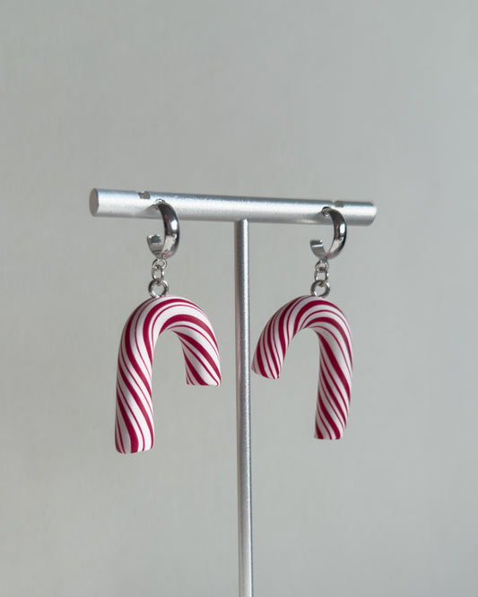 Candy Cane Earrings - Red