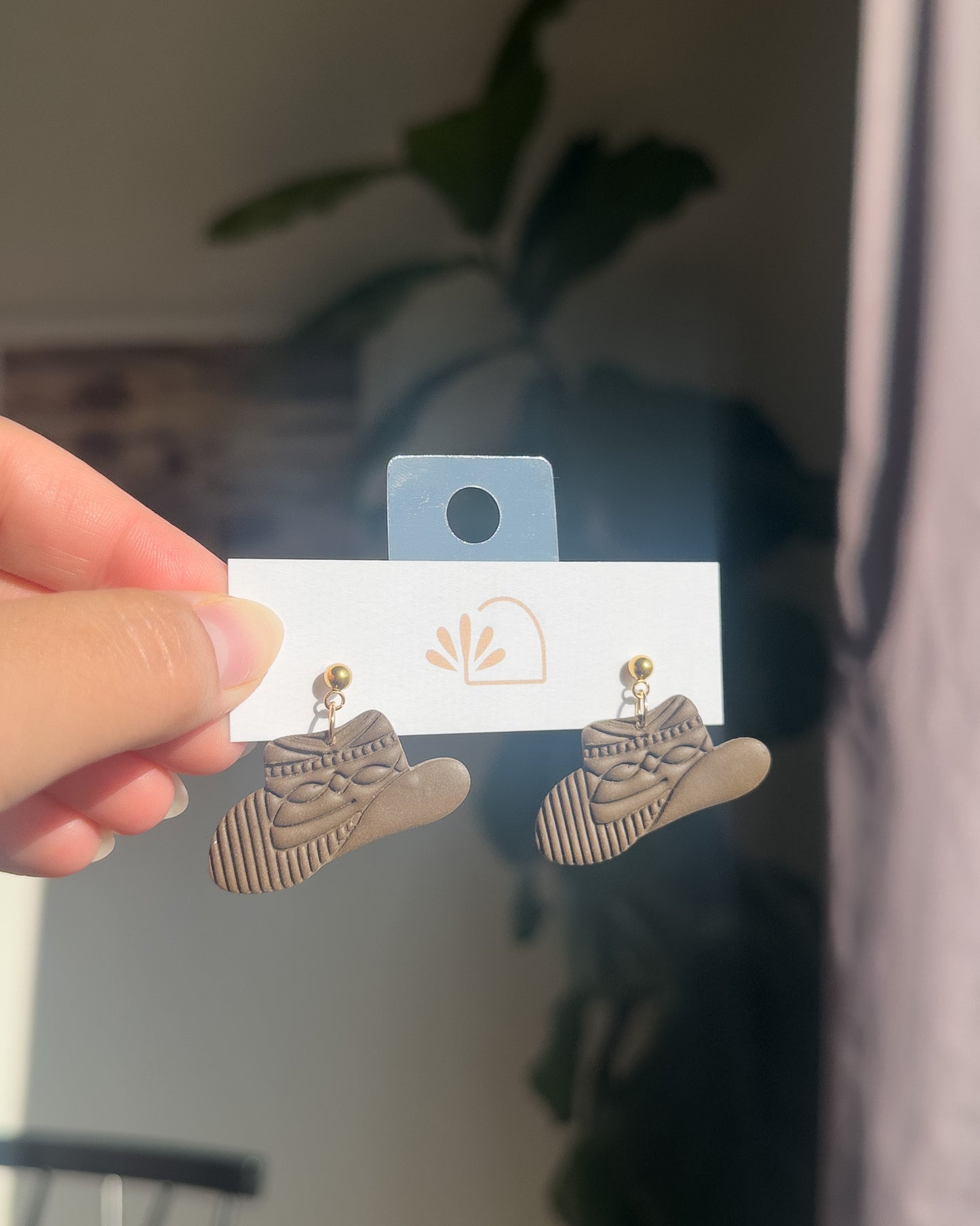 Cowgirl Hat Earrings - Brown