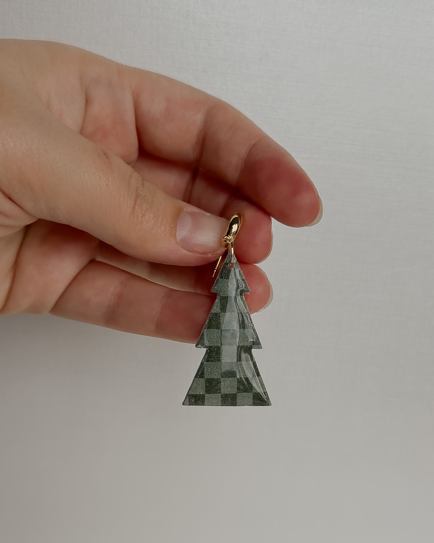 Christmas Tree Earrings - Checkered