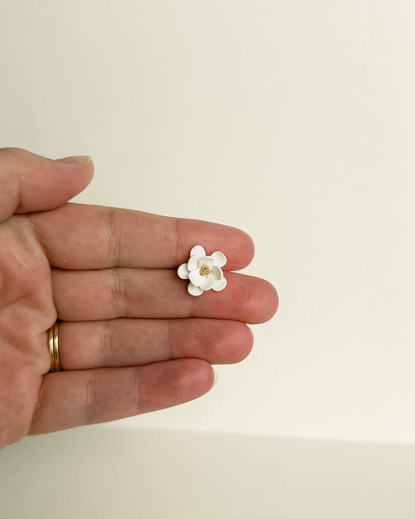 Floral Studs - White