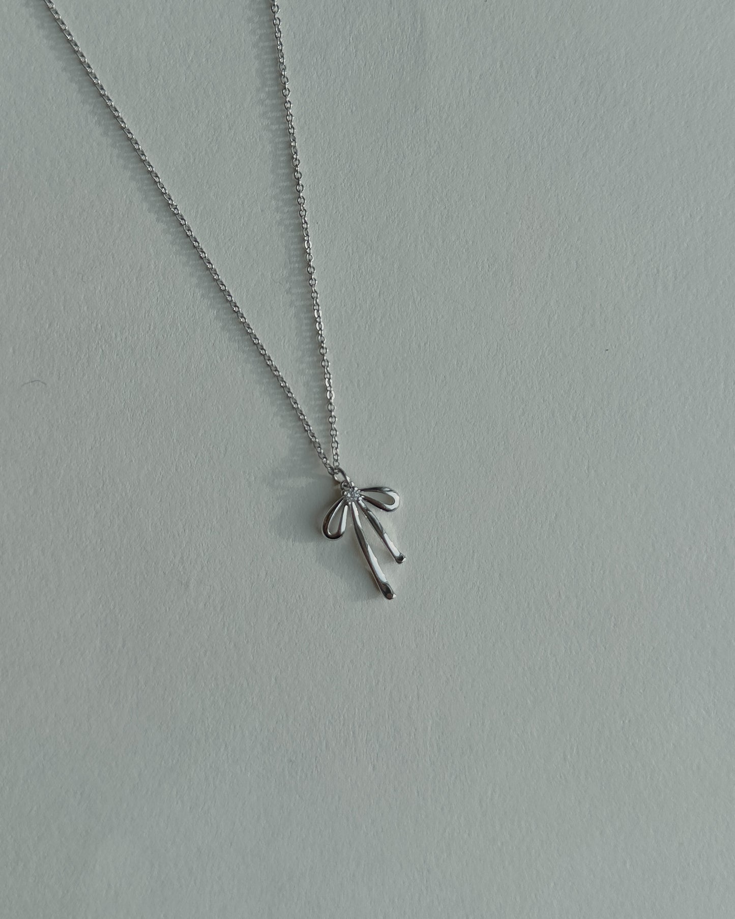 Bow Necklace - Silver