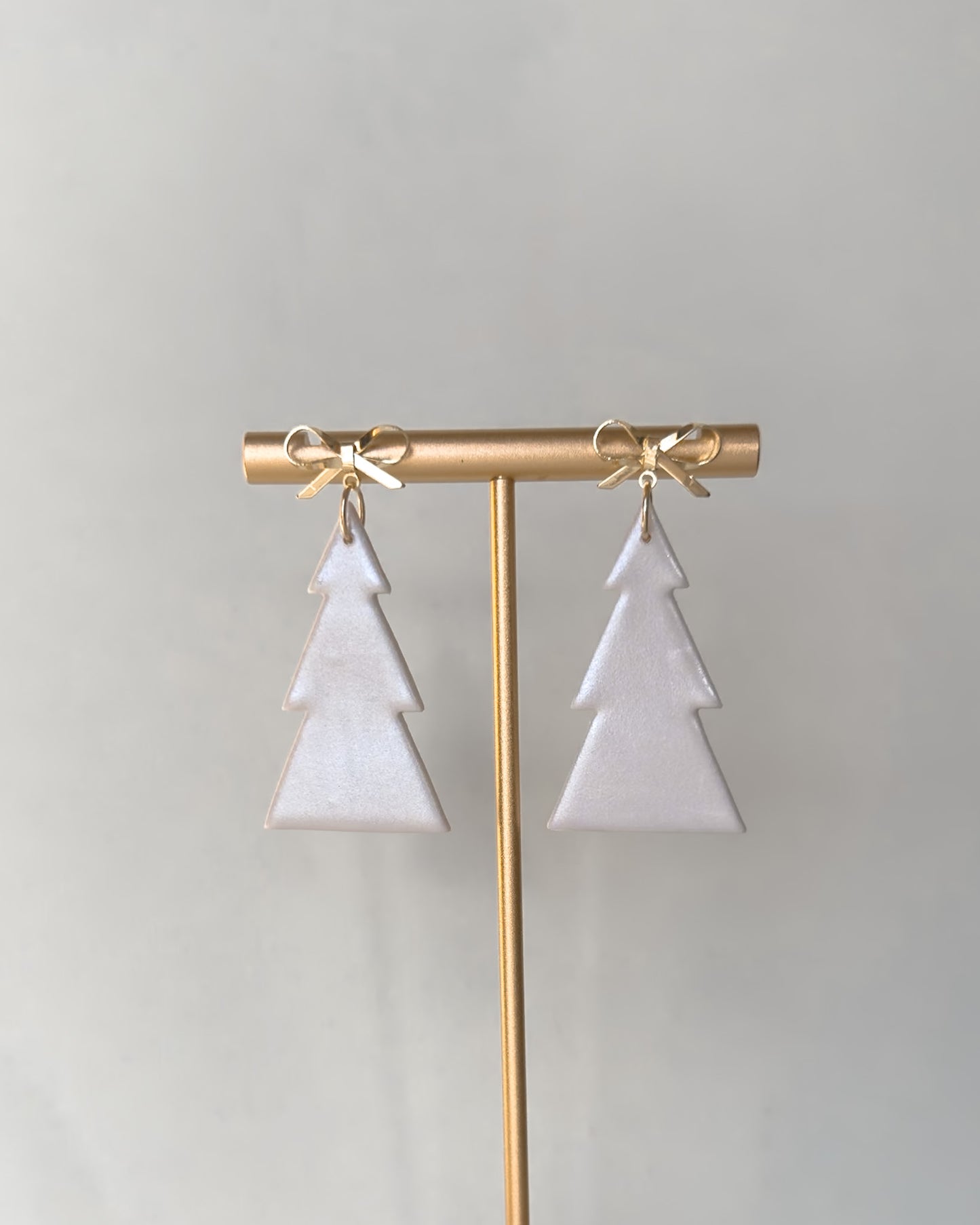 Christmas Tree Earrings - White