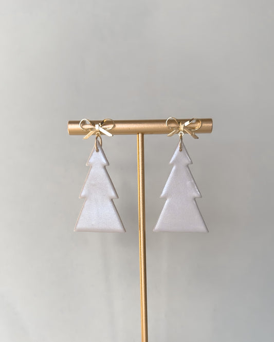 Christmas Tree Earrings - White