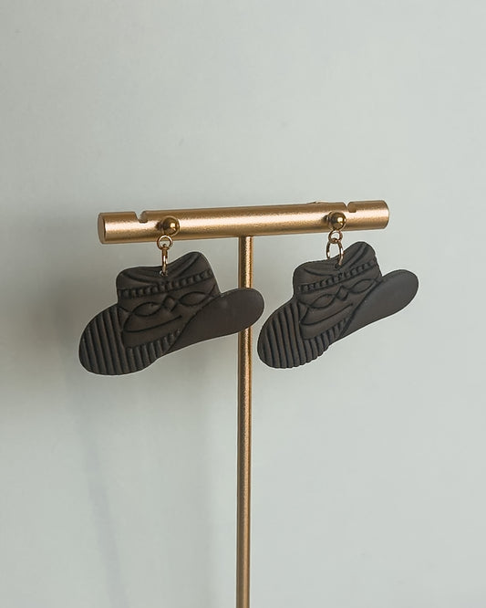 Cowgirl Hat Earrings - Brown