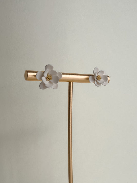 Floral Studs - White