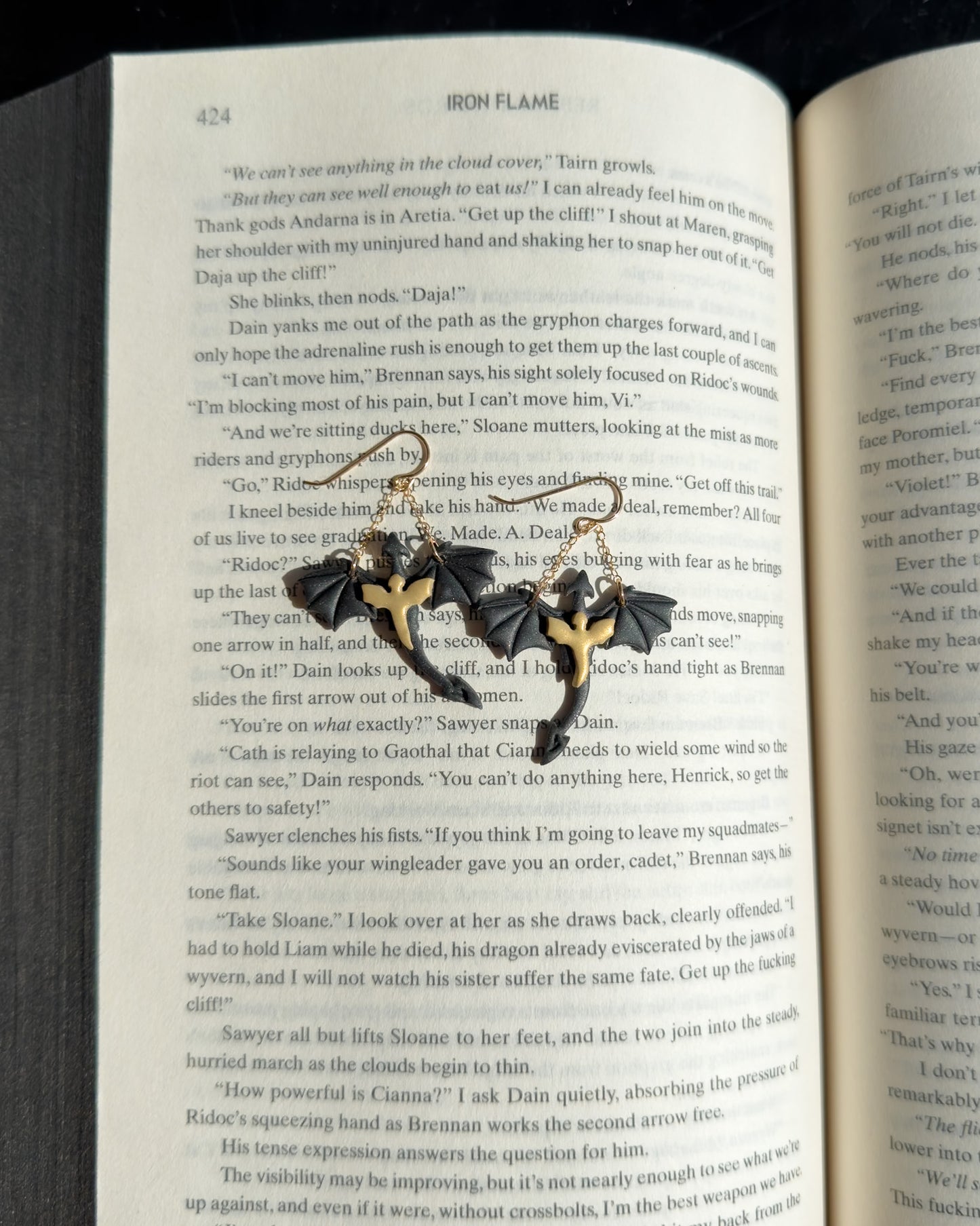 Dragon Earrings - Black & Gold