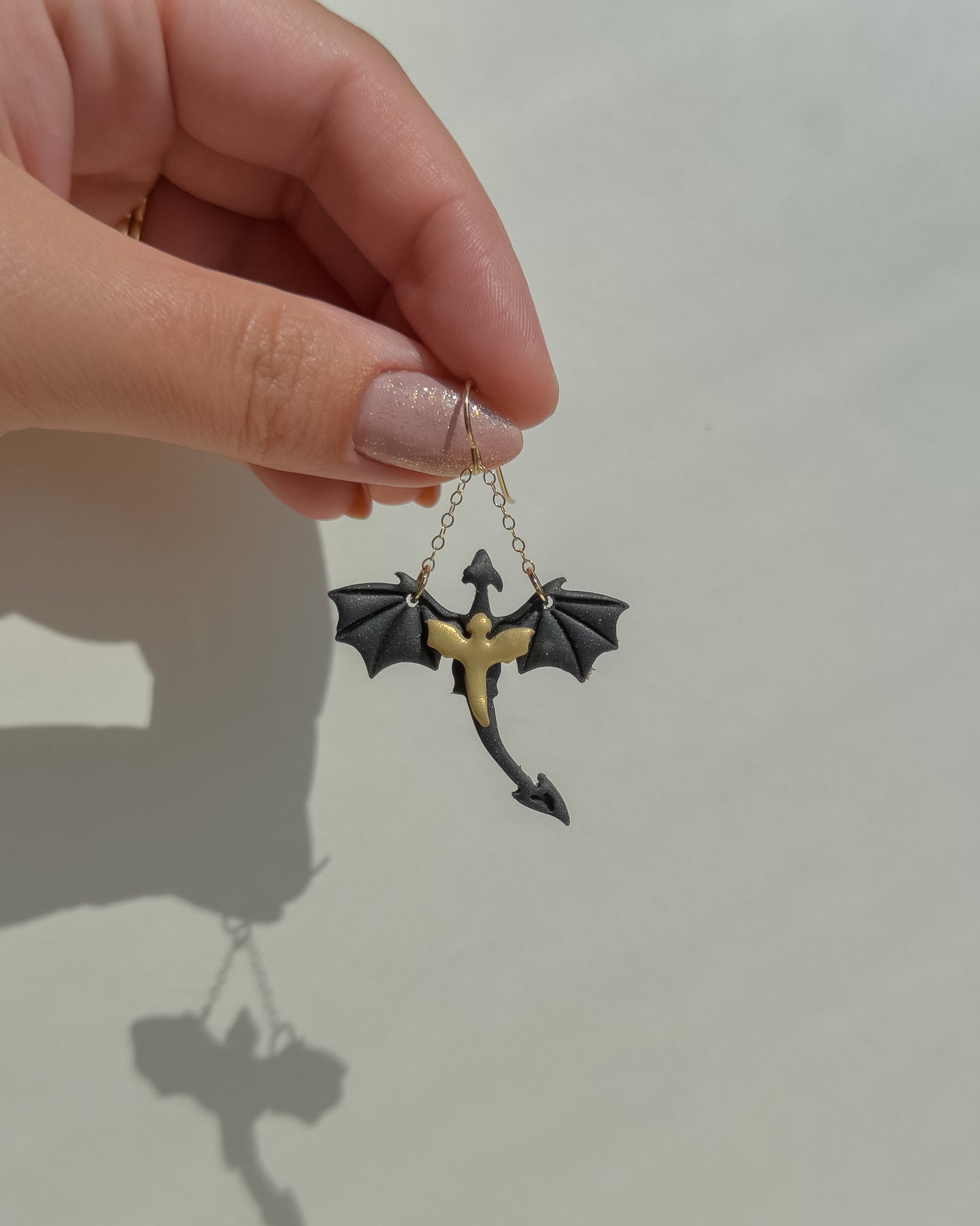 Dragon Earrings - Black & Gold