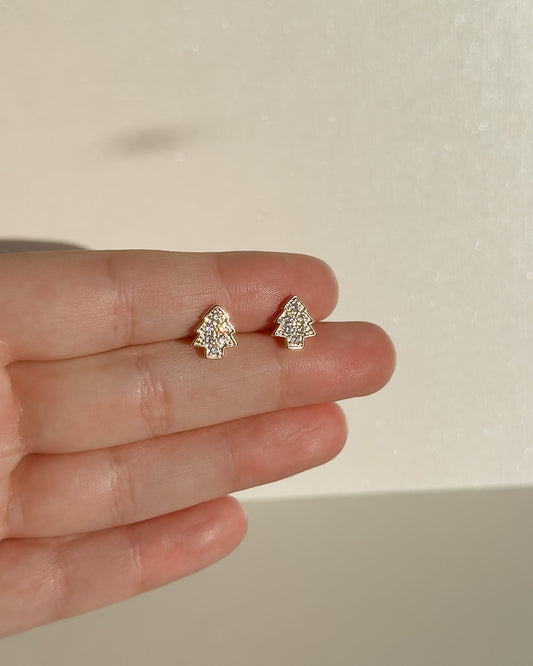 Christmas Tree Studs - Gold