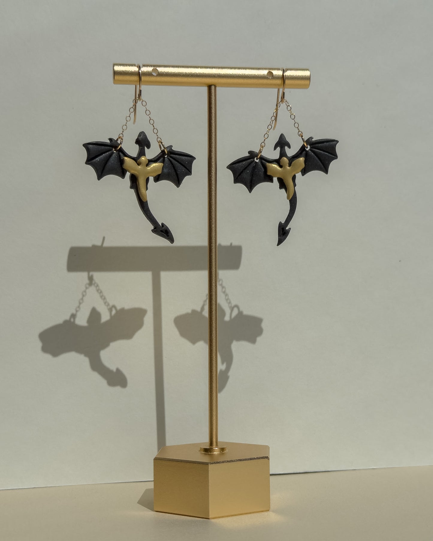 Dragon Earrings - Black & Gold