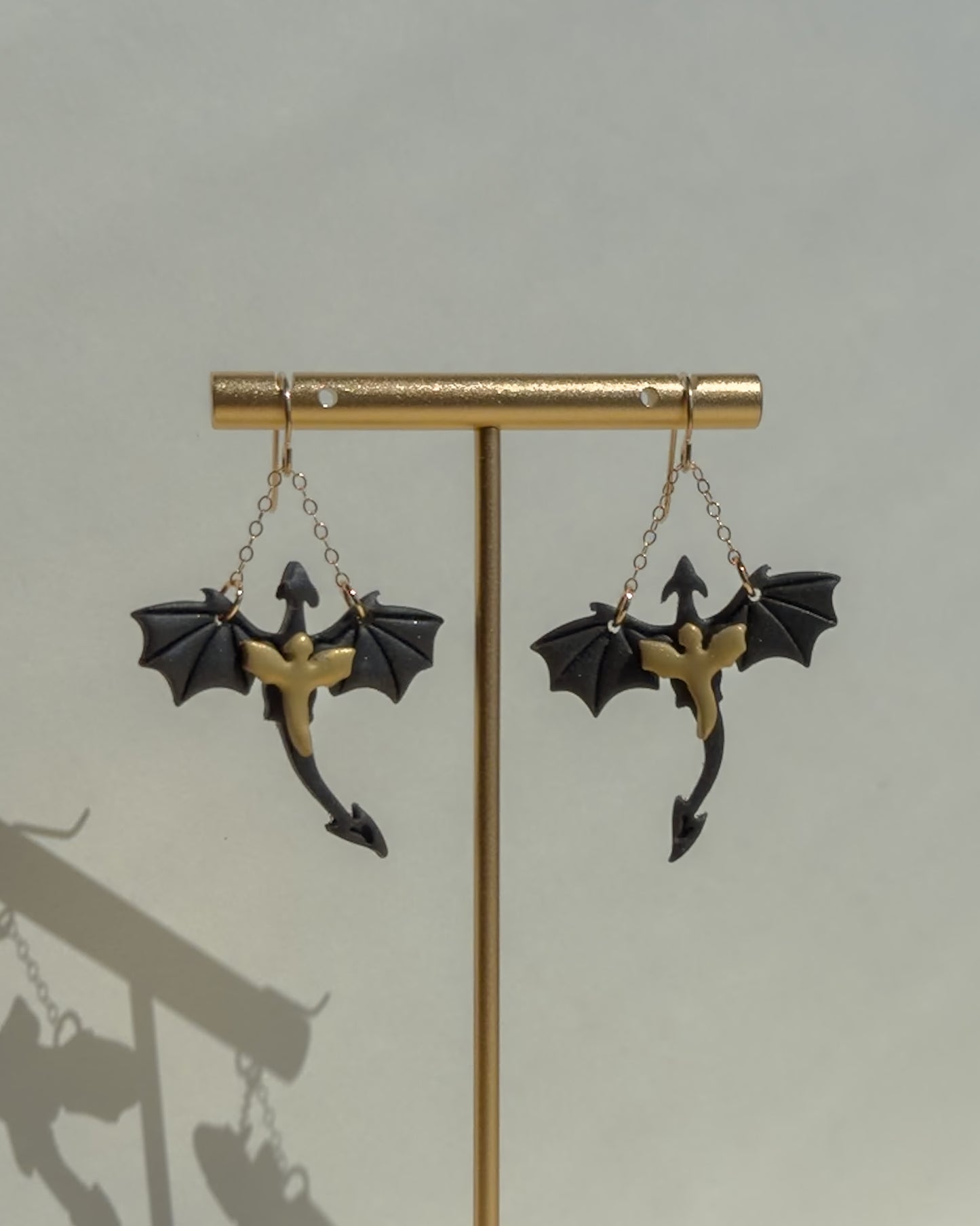 Dragon Earrings - Black & Gold
