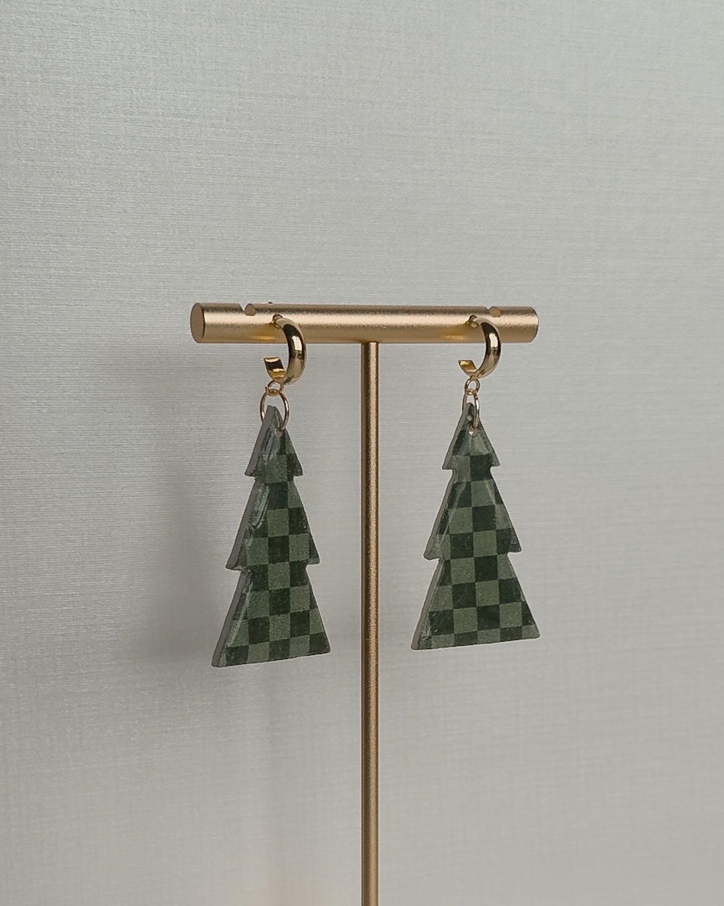 Christmas Tree Earrings - Checkered
