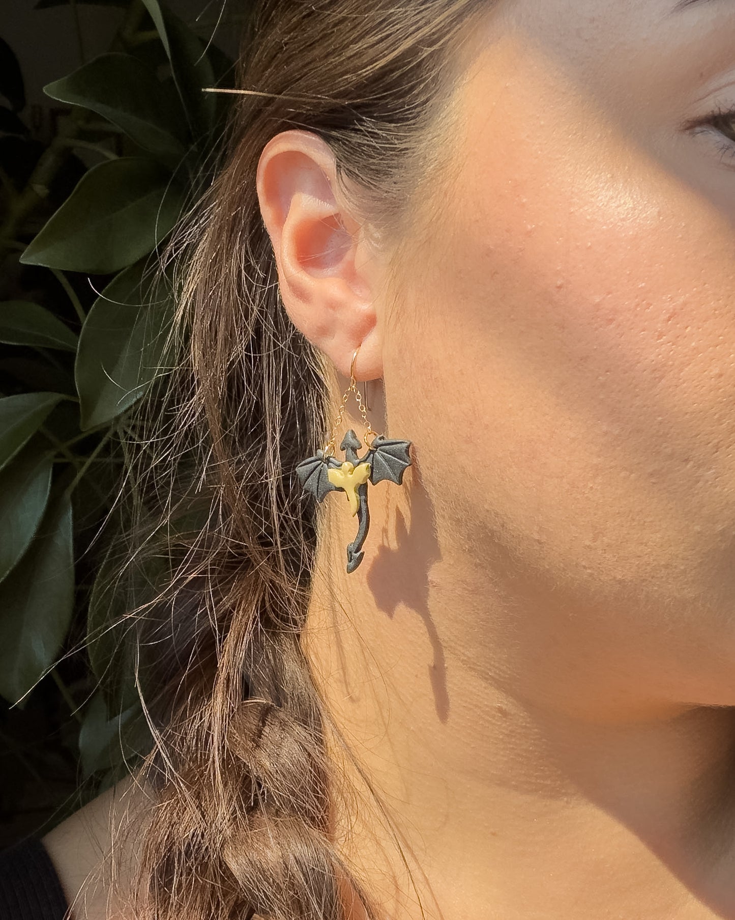 Dragon Earrings - Black & Gold