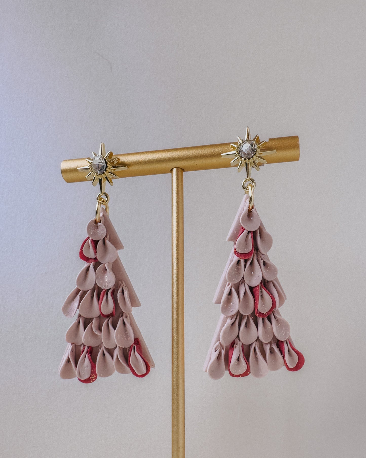 Christmas Tree Earrings - Pink