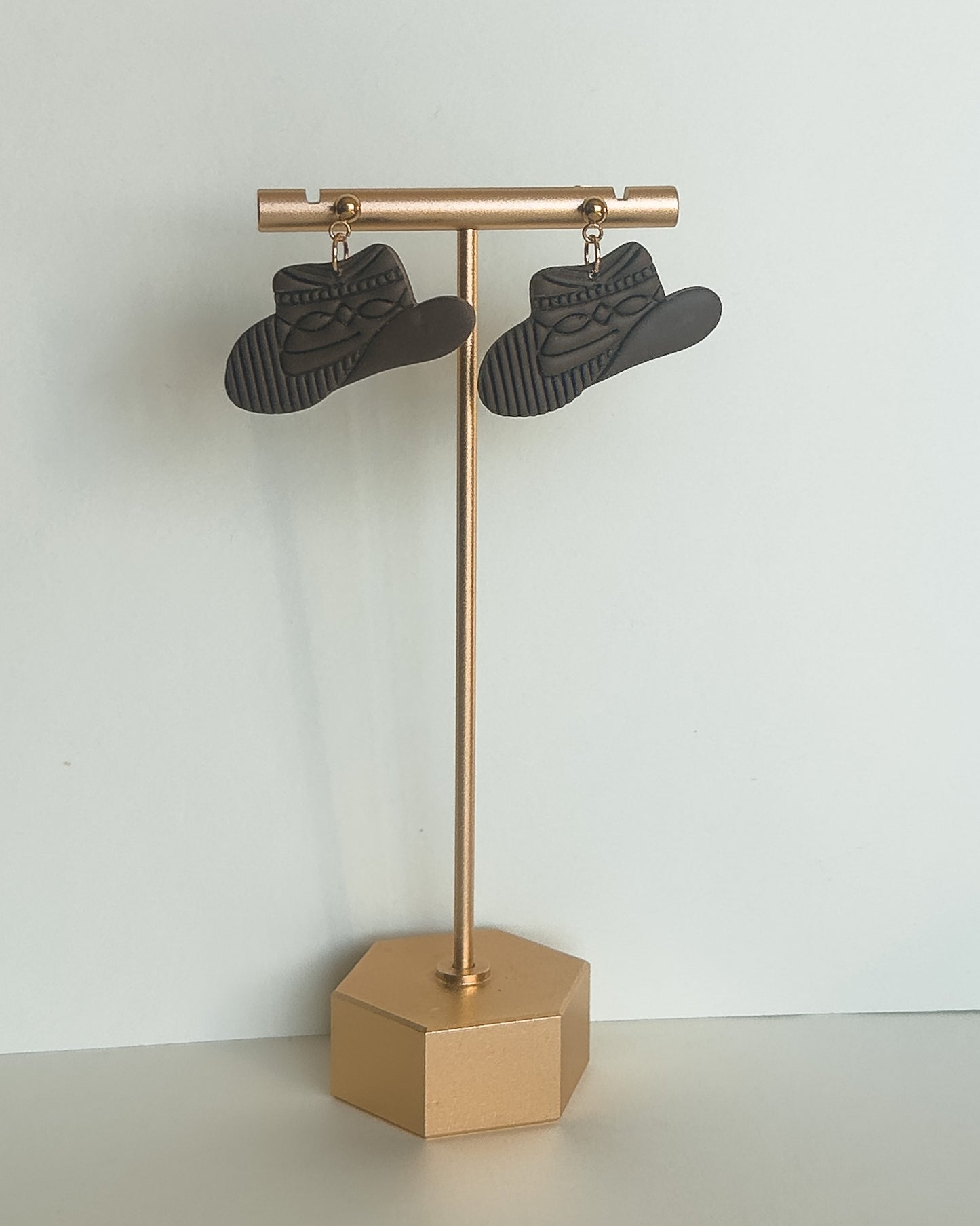 Cowgirl Hat Earrings - Brown