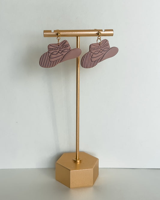 Cowgirl Hat Earrings - Pink