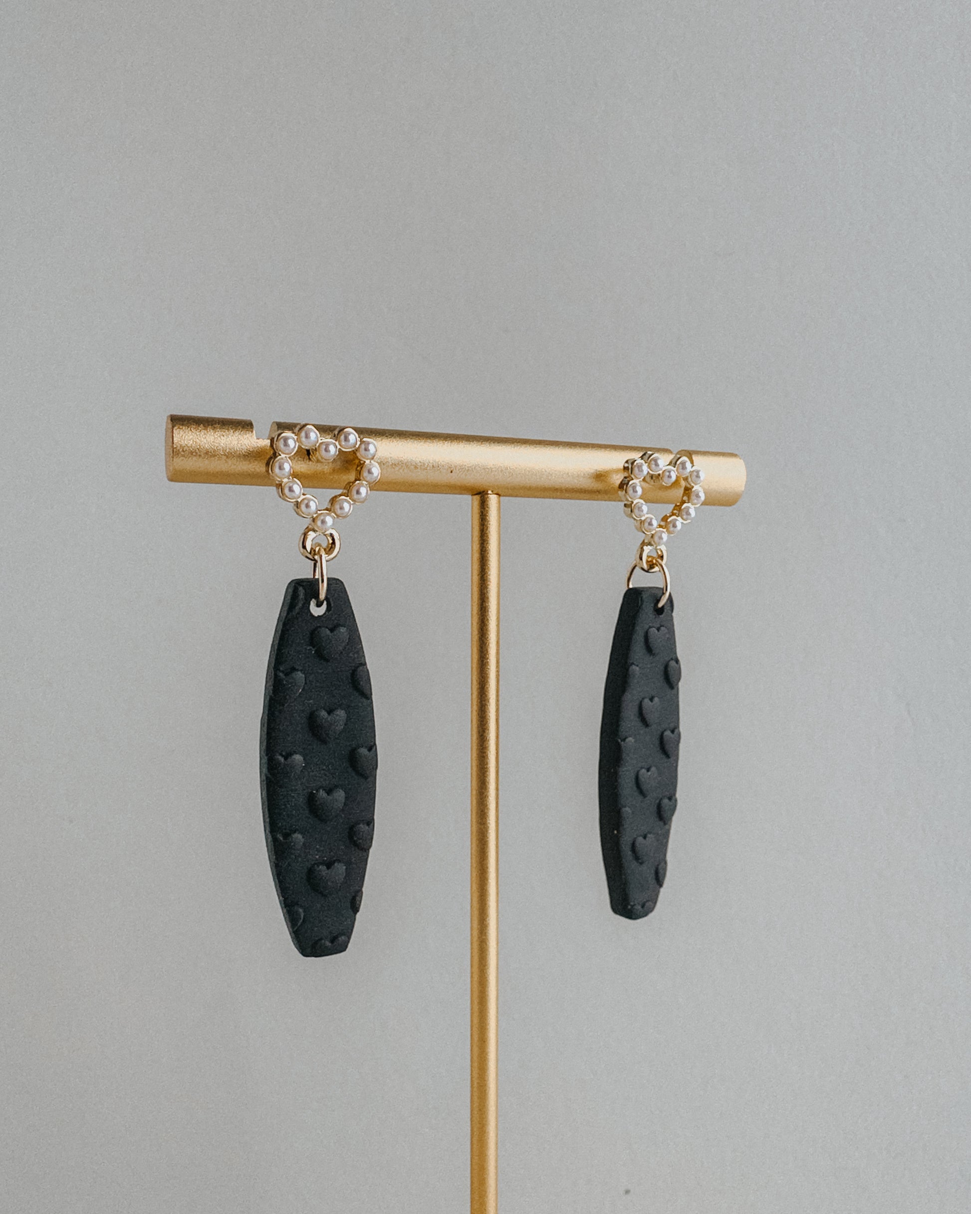 Black Polymer Clay Valentine's Earrings | Clay & Fern Co.