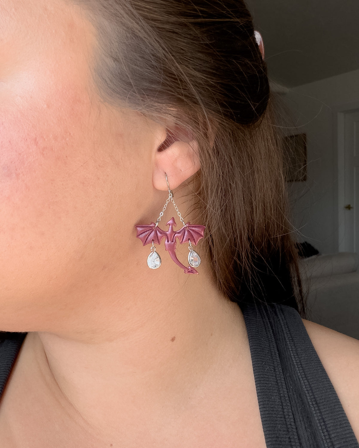 Dragon Earrings - Pink