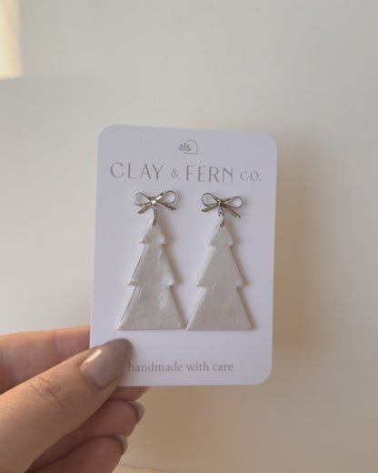 Christmas Tree Earrings - White