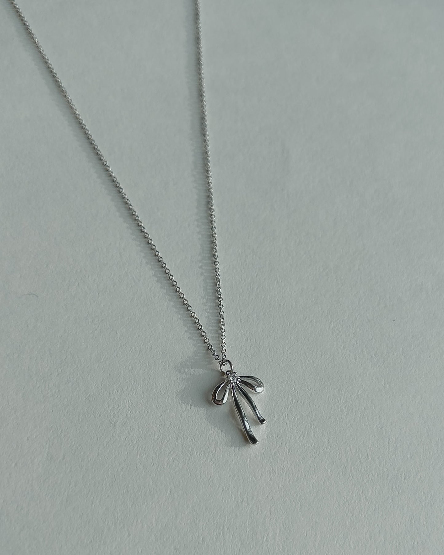 Bow Necklace - Silver