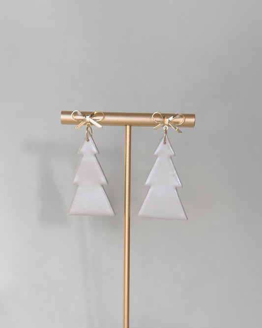 Christmas Tree Earrings - White