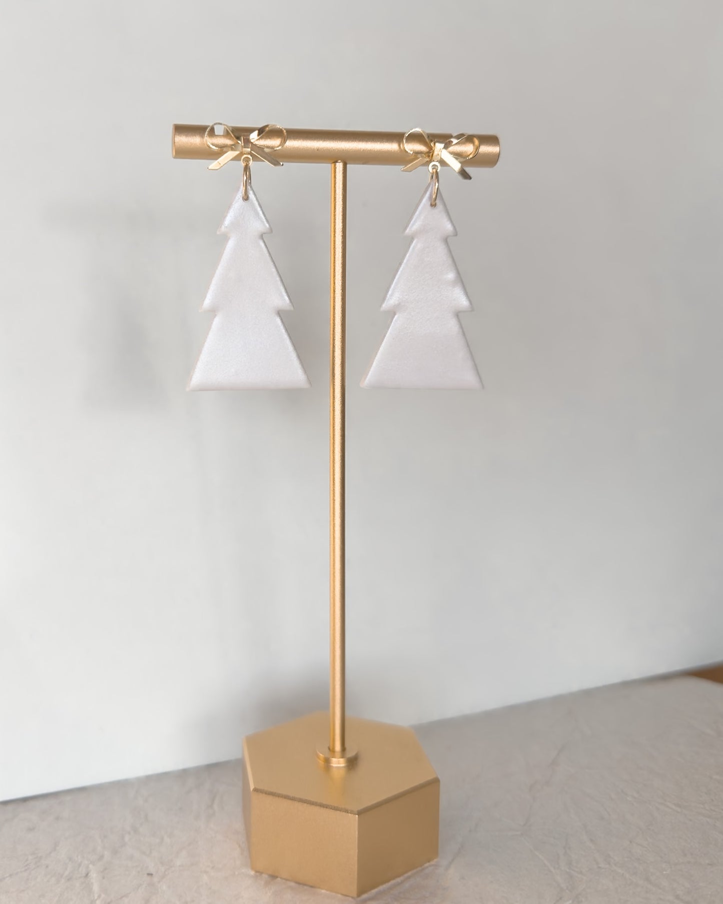 Christmas Tree Earrings - White