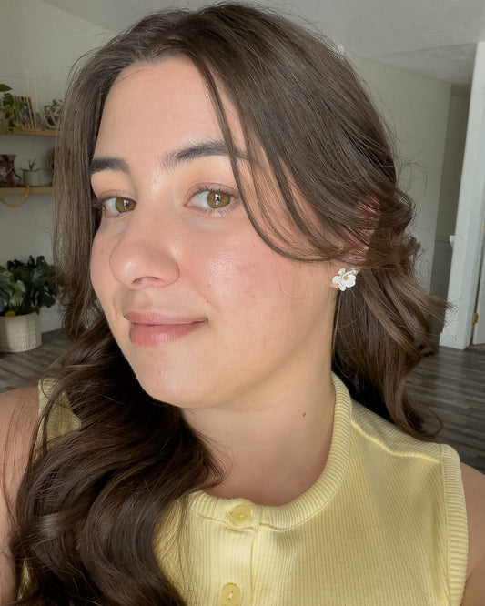 Floral Studs - White