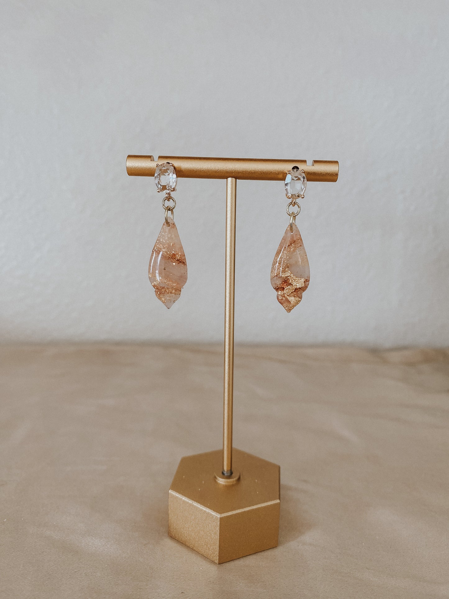 Taro Earrings - Gold Marble