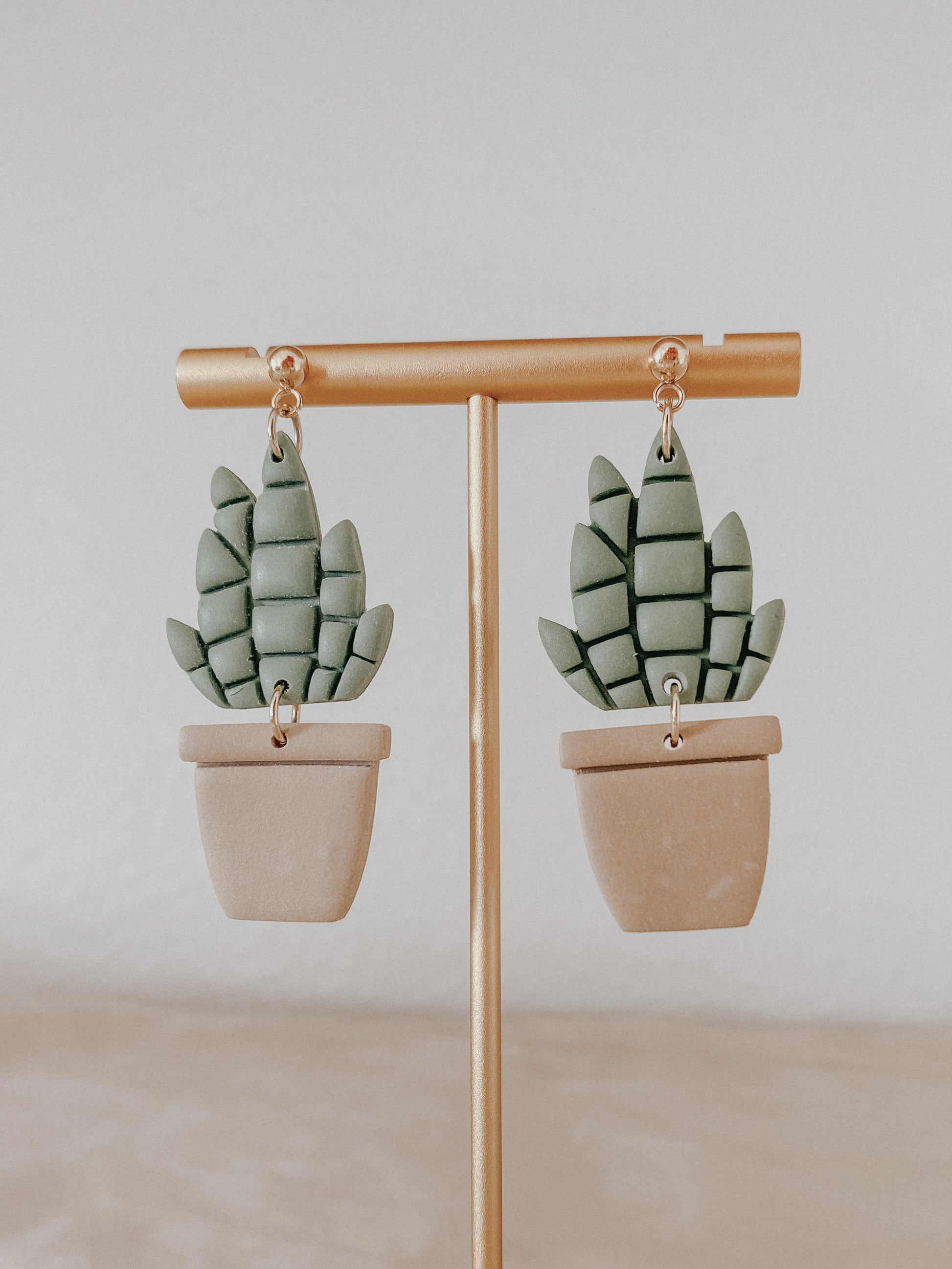 succulent clay earrings Snake Plant Polymer Clay Earrings